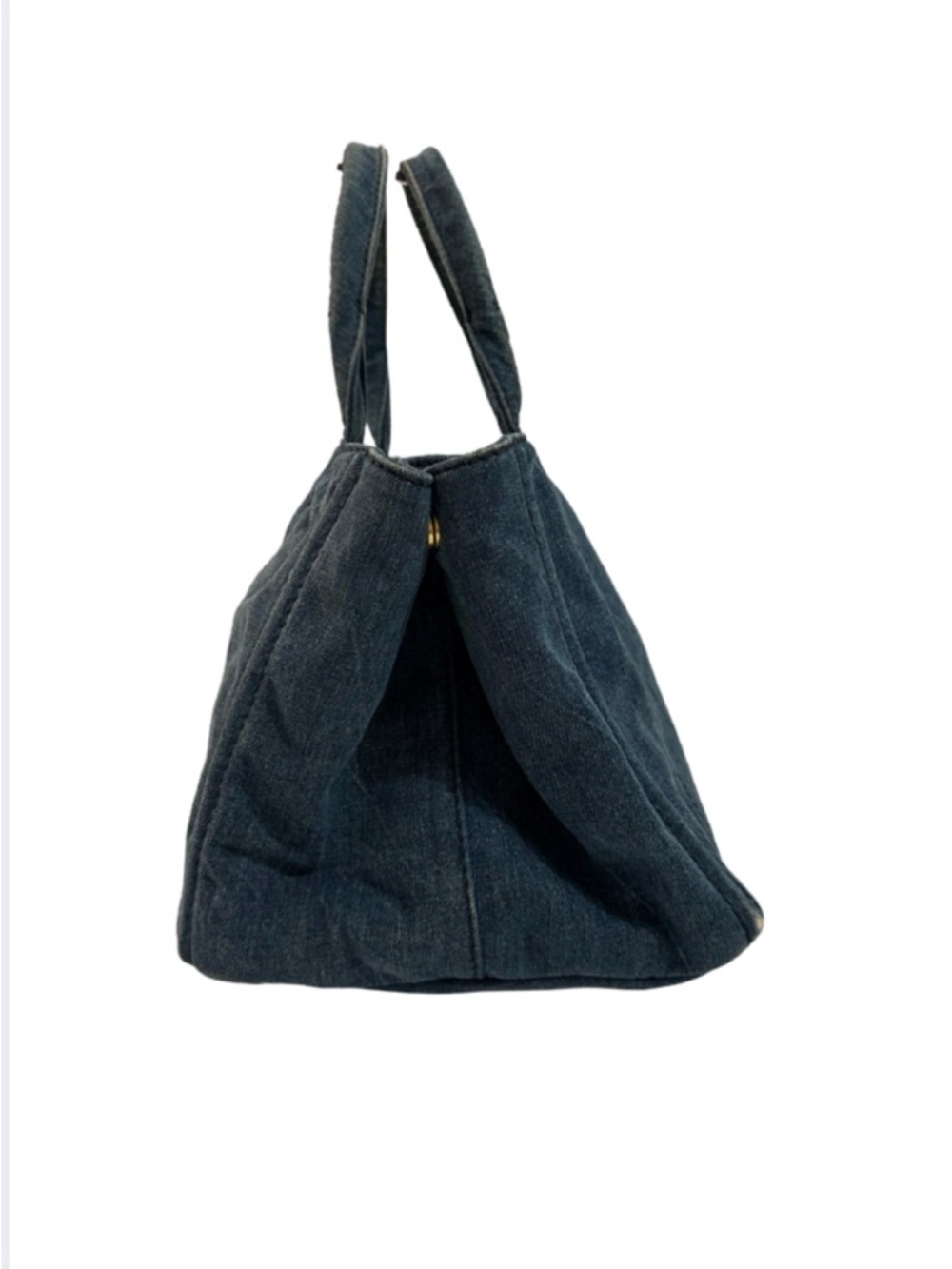 Delete me-PRADA CANAPA LARGE DENIM TOTE BAG BLUE AVIO ITALY LOGO AUTHENTIC - Picture 5 of 16